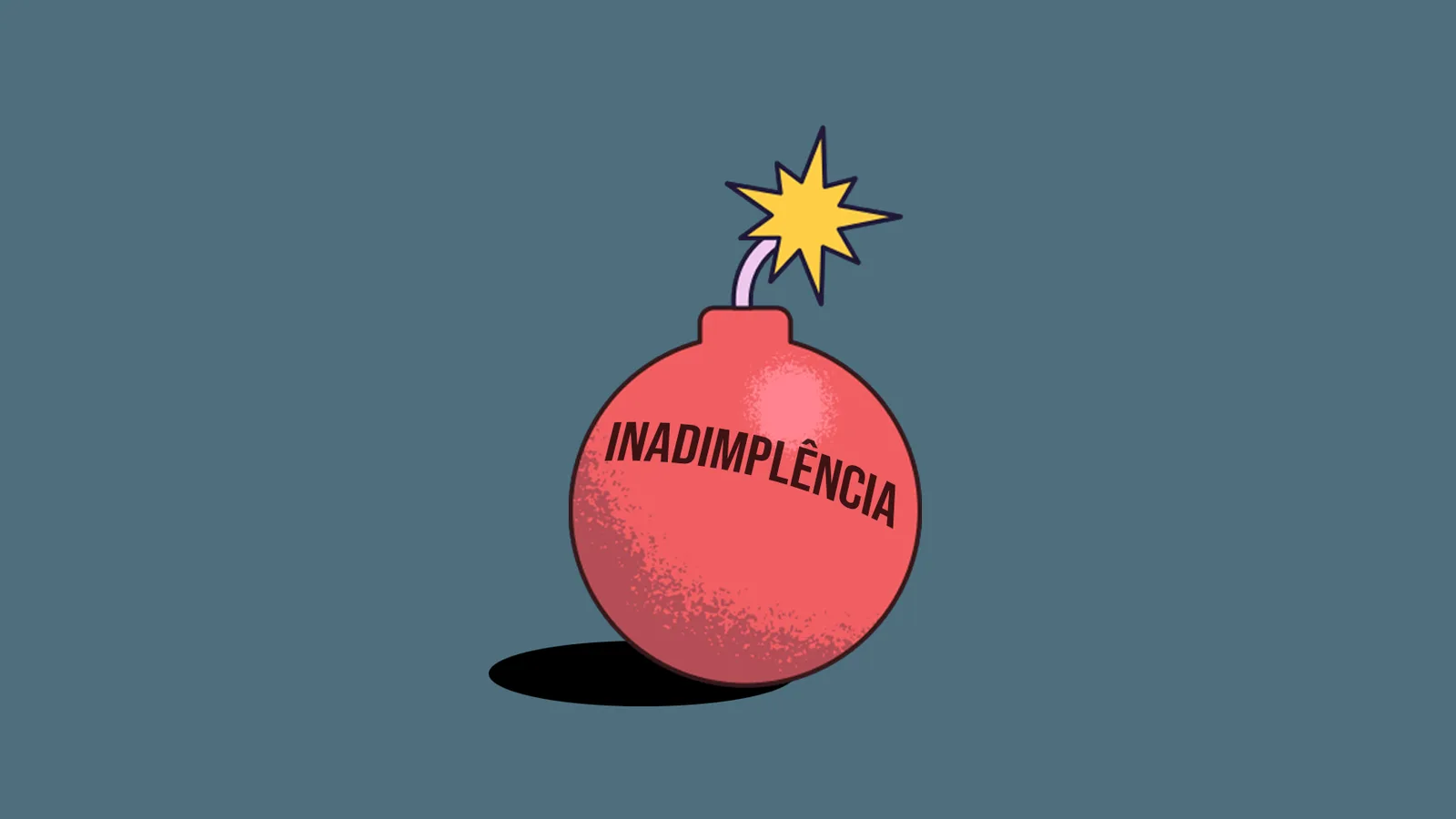 Ilustração em vetor de uma bomba vermelha acesa com a palavra inadimplência escrita, representando o recorde de endividamento no Brasil.